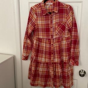 Plaid Button-Up Casual Dress